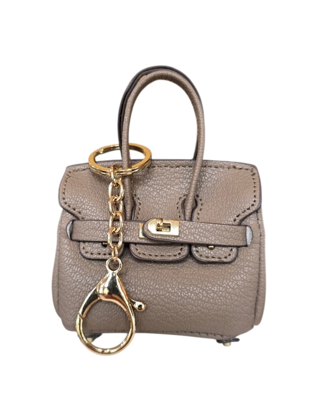 Handbag Tan Faux Leather Bag Charm Key Chain Holder